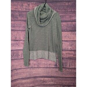 Free People Beach Active Wear Cowl Neck Green Knit Long Sleeve Sz? M ??
